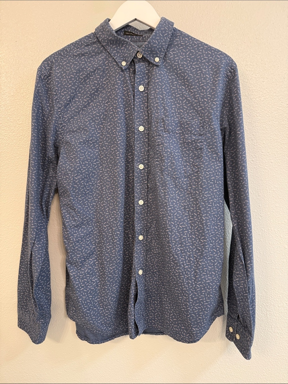 Banana Republic Navy Blue Printed Button-Down Shirt